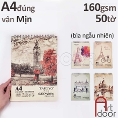 Sổ vẽ chì TAKEYO Sketchbook lò xo mỏng 160gsm (vân mịn, 50 tờ)