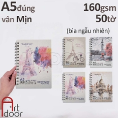 Sổ vẽ chì TAKEYO Sketchbook lò xo mỏng 160gsm (vân mịn, 50 tờ)