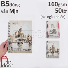 Sổ vẽ chì TAKEYO Sketchbook lò xo mỏng 160gsm (vân mịn, 50 tờ)