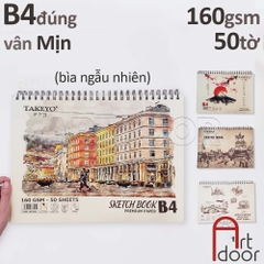 Sổ vẽ chì TAKEYO Sketchbook lò xo mỏng 160gsm (vân mịn, 50 tờ)
