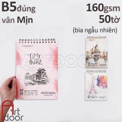 Sổ vẽ chì TAKEYO Sketchbook lò xo mỏng 160gsm (vân mịn, 50 tờ)