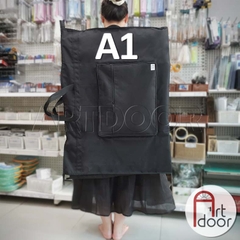 Túi cặp đựng giấy vẽ A3/ A2/ A1 vải đen hai ngăn
