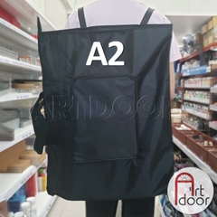 Túi cặp đựng giấy vẽ A3/ A2/ A1 vải đen hai ngăn