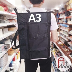Túi cặp đựng giấy vẽ A3/ A2/ A1 vải đen hai ngăn