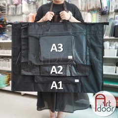 Túi cặp đựng giấy vẽ A3/ A2/ A1 vải đen hai ngăn