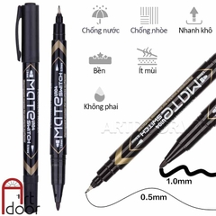 Bút line kháng nước Đen DELI Mate Switch hai đầu lông dầu