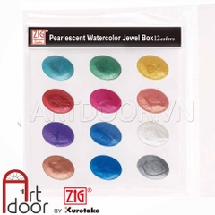 Bộ màu Nước Nén Nhũ KURETAKE Zig Pearlescent Mini (hộp giấy) - 12 Màu - [xả kho]