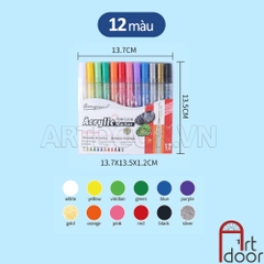 Bộ bút Acrylic GIORGIONE Signature Marker kháng nước, bền màu (hộp giấy) - [xả kho]