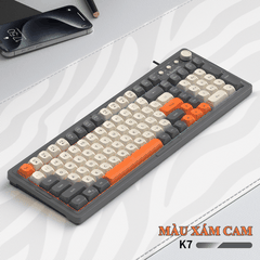 Bàn phím giả cơ K-SNAKE K7 kết nối bằng dây cổng USB thiết kế 101 phím với nút bấm phối màu thời trang kèm theo đèn led 7 màu cực đẹp