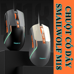 Chuột có dây SMAILWOLF M18 kết nối bằng dây cổng USB với thiết kế công thái học kèm theo độ nhạy lên đến 3600DPI
