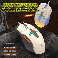 Chuột có dây chơi game XUNFOX H6 trang bị đèn led 7 màu tự thay đổi màu cực đẹp với độ nhạy lên đến 3600DPI