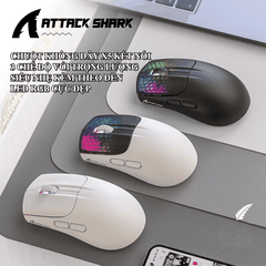 Chuột không dây ATTACK SHARK X5 kết nối 3 chế độ thiết kế chuột trọng lượng siêu nhẹ kèm theo đèn led RGB và 5 mức độ DPI