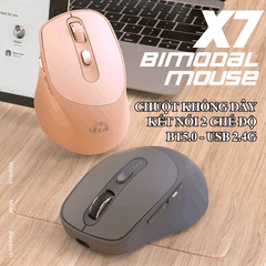 Chuột không dây FREEWOLF X7 kết nối bằng Bluetooth và USB 2.4G sử dụng pin sạc tiện lợi với 5 mức độ DPI lên đến 4000