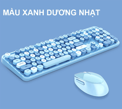 Bộ bàn phím và chuột không dây MOFII SWEET bàn phím fullsize 104 phím đa dạng màu sắc thiết kế nút tròn hiện đại