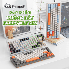 Bàn phím không dây FREEWOLF M68 kết nối 3 chế độ với thiết kế mini size 68 phím vô cùng nhỏ gọn kèm theo đèn led nền 7 màu cực đẹp