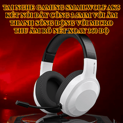 Tai nghe gaming SMAILWOLF AK5 ĐƠN SẮC kết nối bằng dây cổng 3.5mm âm thanh sống động kèm theo micro xoay 360°