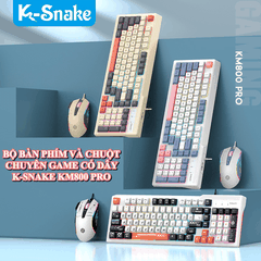Bộ bàn phím và chuột có dây K-SNAKE KM800 PRO thiết kế mini size 98 phím có đèn led 7 màu kèm theo các nút phối màu hiện đại thời trang
