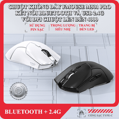 Chuột không dây FMOUSE M501 PRO kết nối bằng Bluetooth và chip USB 2.4G có đèn led tự động đổi màu với độ DPI lên đến 4000