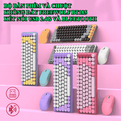 Bộ bàn phím và chuột không dây FREEWOLF BT185 thiết kế mini size 85 nhiều màu sắc kết nối bằng Bluetooth và USB 2.4G