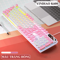 Bàn phím YINDIAO K600 giả cơ nút tròn nhiều màu sắc và có đèn led xuyên phím chuyên game