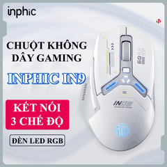 Chuột không dây chuyên game INPHIC IN9 kết nối 3 chế độ có đèn led RGB 16.8 triệu màu kèm theo độ nhạy lên đến 10000DPI