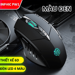 Chuột gaming máy tính có dây chống ồn silent click INPHIC PW1 đèn led 4 màu dành cho game thủ, văn phòng,...