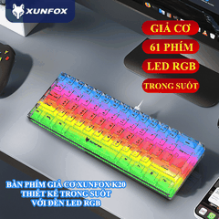 Bàn phím mini có dây XUNFOX K20 thiết kế trong suốt độc đáo với đèn led RGB cực đẹp