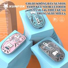 Chuột không dây XUNFOX XYH55 thiết kế vỏ ngoài trong suốt độc đáo kết nối BLUETOOTH và USB 2.4G