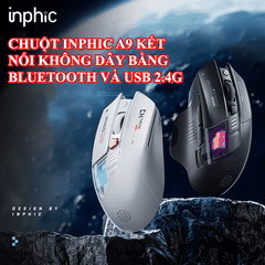 Chuột không dây INPHIC A9 kết nối Bluetooth và USB 2.4G thiết kế mới lạ có đèn led RGB tự thay đổi màu cực đẹp