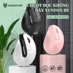 Chuột dọc không dây XUNFOX H5 kết nối 3 chế độ Bluetooth+2.4G sử dụng pin sạc kèm theo 5 mức độ nhạy lên đến 4000DPI