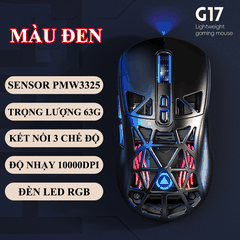 Chuột không dây chuyên game YINDIAO G17 kết nối 3 chế độ có đèn led RGB cực đẹp với độ nhạy chuột lên đến 10000DPI dành cho game thủ