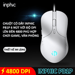 Chuột có dây INPHIC PB1P (B1) 6 nút với độ DPI lên đến 4800 phù hợp chơi game cho game thủ chuyên nghiệp, làm việc văn phòng, photoshop (MÀU ĐEN)