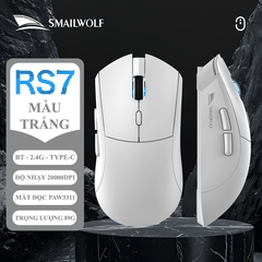 Chuột không dây chuyên game SMAILWOLF RS7 kết nối 3 chế độ sử dụng mắt đọc PAW3311 với độ nhạy lên đến 20000DPI dành cho game thủ chơi game