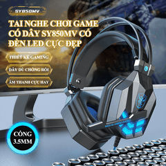 Tai nghe chơi game SY850MV kết nối có dây bằng cổng AUX 3.5mm thiết kế gaming kèm theo đèn led với âm thanh sống động