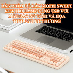 Bàn phím có dây SWEET GẤU kết nối cổng USB tiện lợi với màu sắc nữ tính vô cùng dễ thương