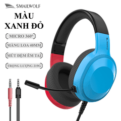 Tai nghe gaming SMAILWOLF AK5 PHỐI MÀU kết nối bằng dây cổng 3.5mm âm thanh sống động kèm theo micro xoay 360°