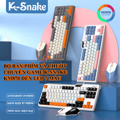 Bộ bàn phím và chuột có dây chuyên game K-SNAKE KM870 thiết kế phím mini size 87 phím có đèn led 7 màu dành cho game thủ