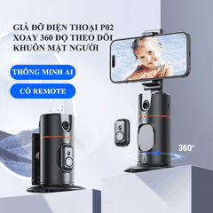 Giá đỡ điện thoại P02 thông minh AI tự động xoay 360° theo dõi khuôn mặt có remote hỗ trợ chụp hình, quay phim, livestream