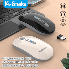 Chuột không dây K-SNAKE BM300 kết nối BLUETOOTH và USB 2.4G với thiết kế siêu mỏng nhỏ gọn kèm theo dung lượng pin lớn