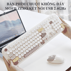 Bàn phím và chuột không dây MOFII ZERO nút tròn kết nối bằng chip USB 2.4GHz họa tiết caro dễ thương