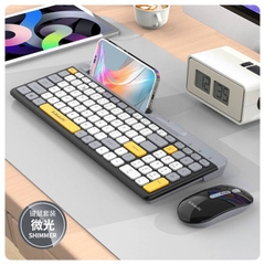 Bộ Bàn phím chuột không dây K-SNAKE K100 + BM300 kết nối không dây 3 chế độ Bluetooth và USB 2.4G thiết kế 100 phím phối màu hiện đại với nút nhấn không tiếng ồn