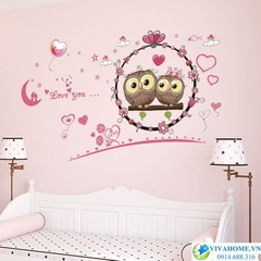 Decal dán tường Đôi cú