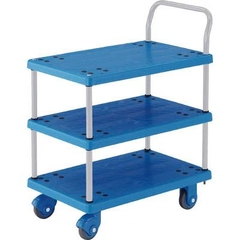 Xe đẩy hàng  3 tầng Trusco - # TP-X905 (Resin 3 Flat shelf Cart w/ Handle)