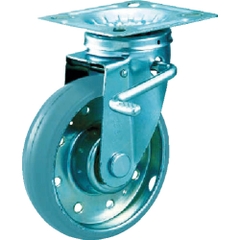 Trusco Nakayama Việt Nam | TRUSCO Plate type gray rubber caster "High Ten Caster" (tire markless type) with flexible double stopper MW7729570