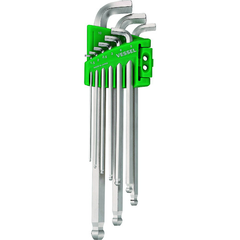 VESSEL Việt Nam | VESSEL Fully tightened ball point wrench, short shaft, set of 9, 8209BP, opposite sides 1.5, 2, 2.5, 3, 4, 5, 6, 8, 10 MW1606197