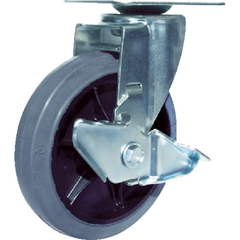 YUEI Việt Nam | YUEI Plate-type Swivel Caster, Gray Rubber, Wheel Diameter 150mm, With Stopper, J Type, RJ2F-S Type, Mounting Dimensions 80 x 80 (75 x 75) MW3803325