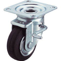YUEI Caster Division Việt Nam | YUEI plate type caster "J series" (pressed rubber wheel) with swivel double stopper (right side) MW2963574