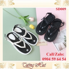 [Ảnh Thật 100%] Sandal Xỏ Ngón Nữ Đế Bằng Mũi Vuông Quai Chữ A