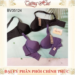 Áo lót nữ Bon Bon BV35124 áo lót trơn phối ren mút vừa ~2cm bảng lưng to 3 nấc cài.