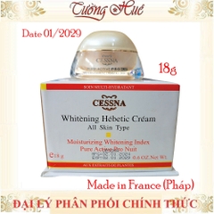 Kem dưỡng trắng, giữ ẩm Cessna Whitening Hebetic Cream All Skin Type - Trắng - 18g